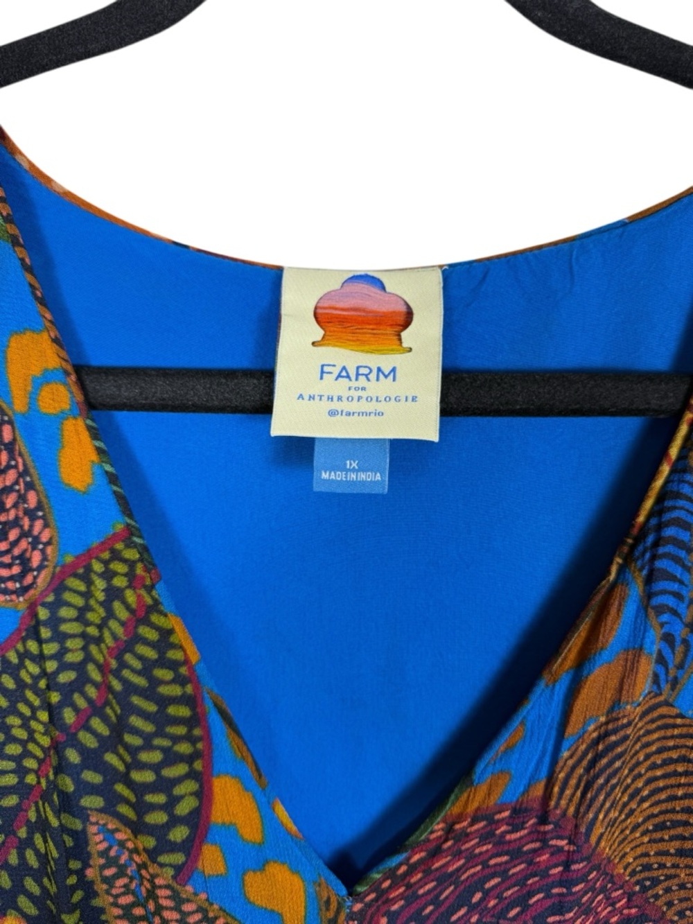 Anthropologie x Farm Rio Puff Sleeve Maxi Dress Chiffon Tropical Sz 1X - Picture 4 of 8